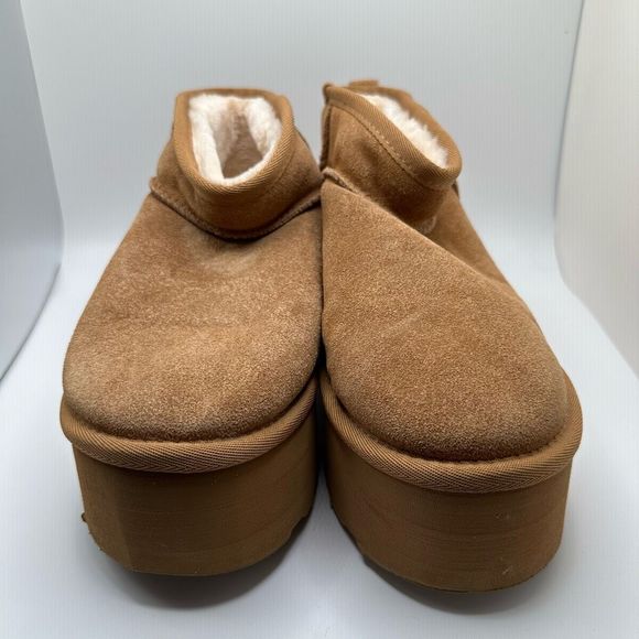 CUSHIONAIRE Women's Genuine Suede pull on platform boot +Memory Foam 7.5 CHESTNU - Picture 2 of 7